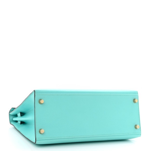 HERMES Kelly 28 in Bleu Atoll Sellier Epsom with Gold Hardware - Picture 4 of 9